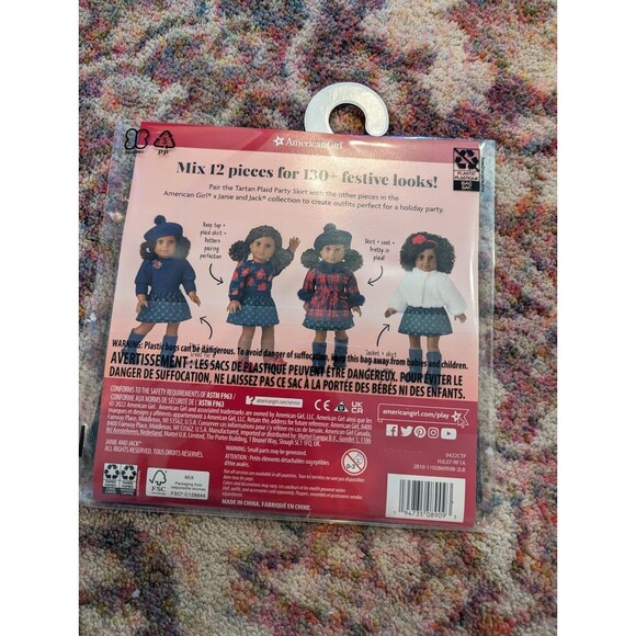 American Girl Janie and Jack puff top sweater and tartan skirt set for 18" dolls - Picture 6 of 6